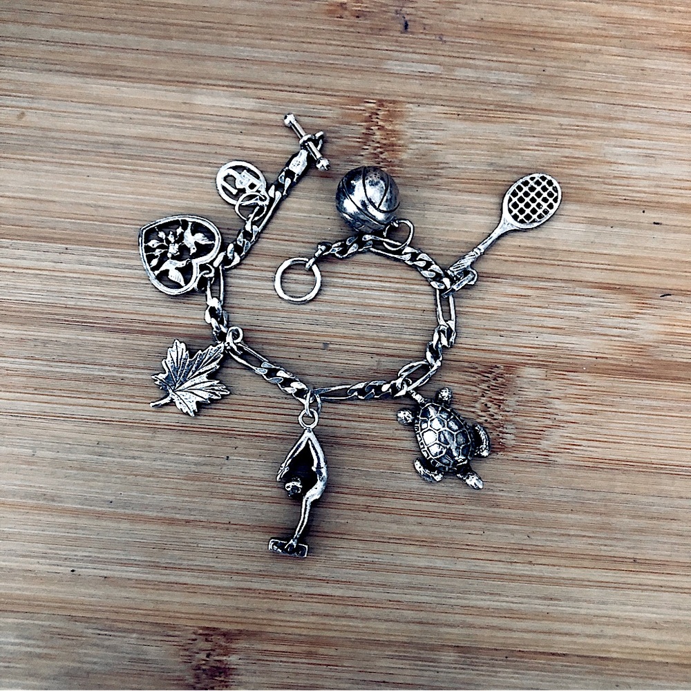 $162 Vintage Estate Charm Bracelet Sterling Silver 23 Grams 925 Various Marks - Picture 3 of 5